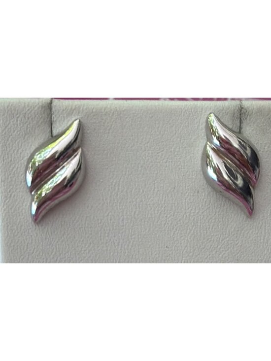 Monet Jewelry - Vintage Monet Silver Tone Wing Stud Pierced Earrings Waves .75" Estate Classic